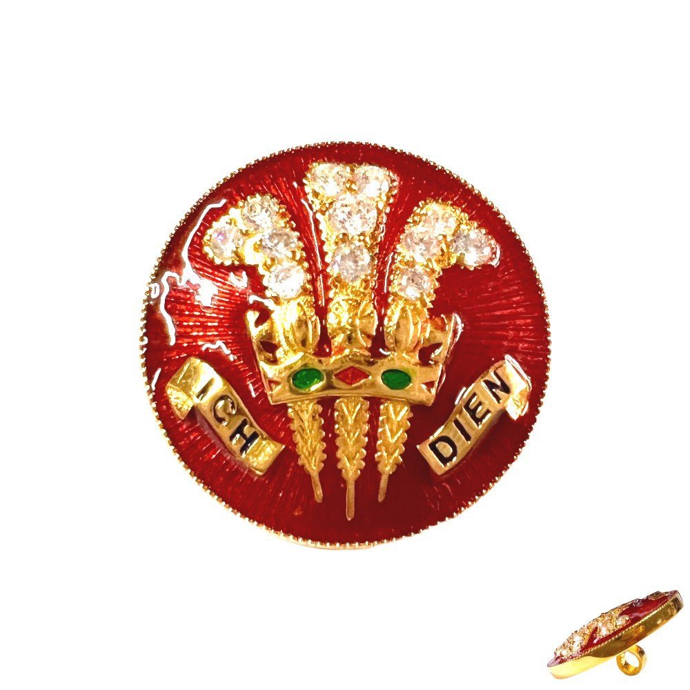 S1118B-1.jpg "Ich Dien" Royal Warrant Sherwani Buttons - Bharatpur State - Image 1