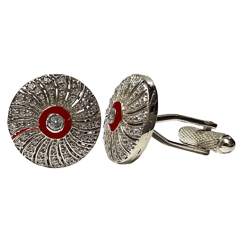 S1153C-W.jpg The Maharaja’s Orbit Silver Cufflinks - Image 1