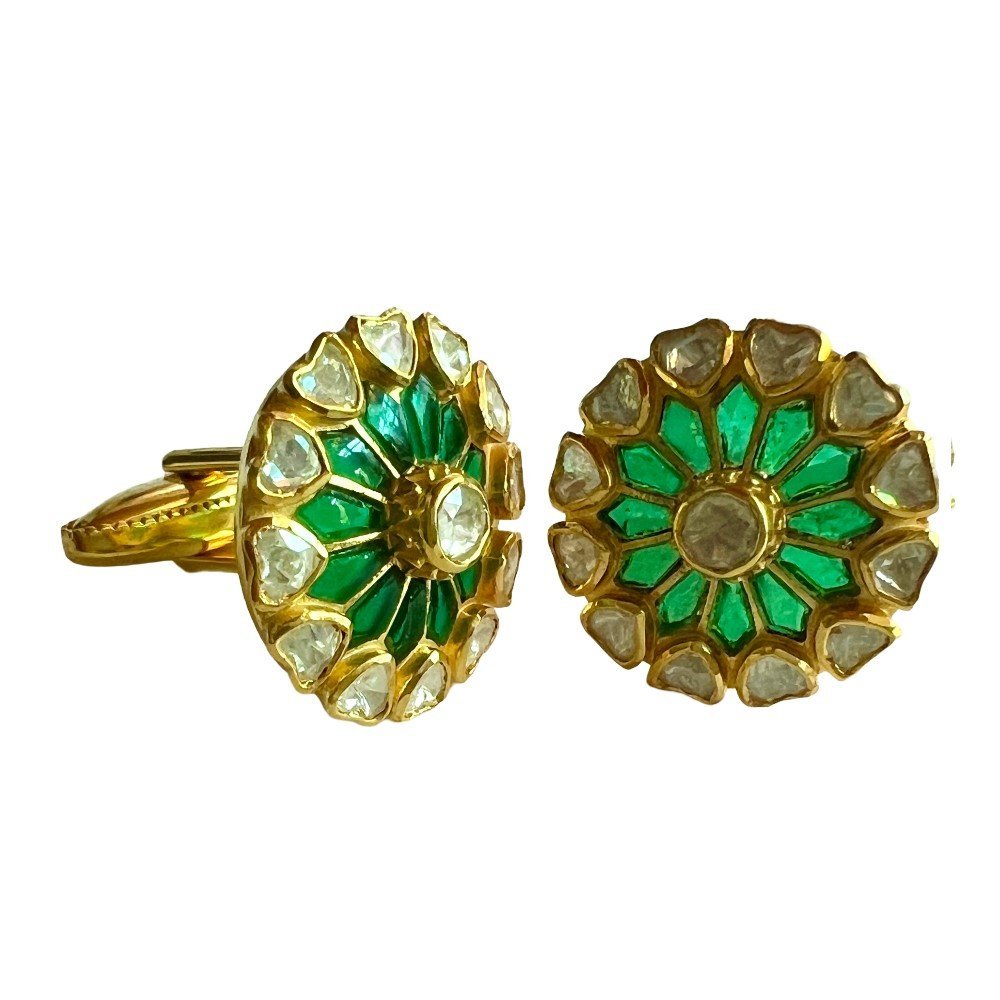S1154C.jpg Created Emerald & Diamond Cufflinks - Image 1