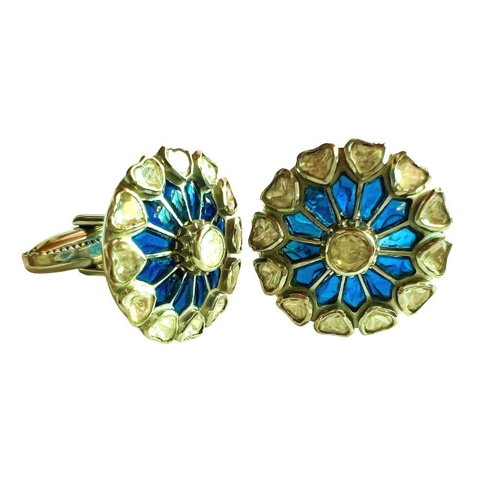 S1155C.jpg Created Sapphires & Diamond Cufflinks - Image 1